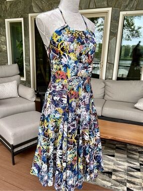 VINTAGE DESIGUAL ! Extremely RARE, Multicolor Graffiti-Print ,wide flare skirt